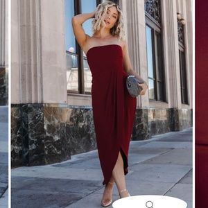 BRAND NEW VICI 'Aglow' Strapless Draped Midi Dress